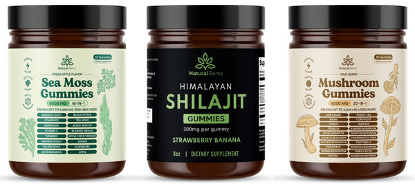 Nature's Elixir Trio Shilajit, Seamoss, Lions Mane All-In-One Potent Gummies